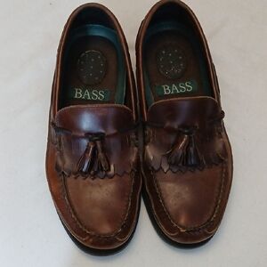 Bass Men's Dark Brown Leather Tassel Loafers